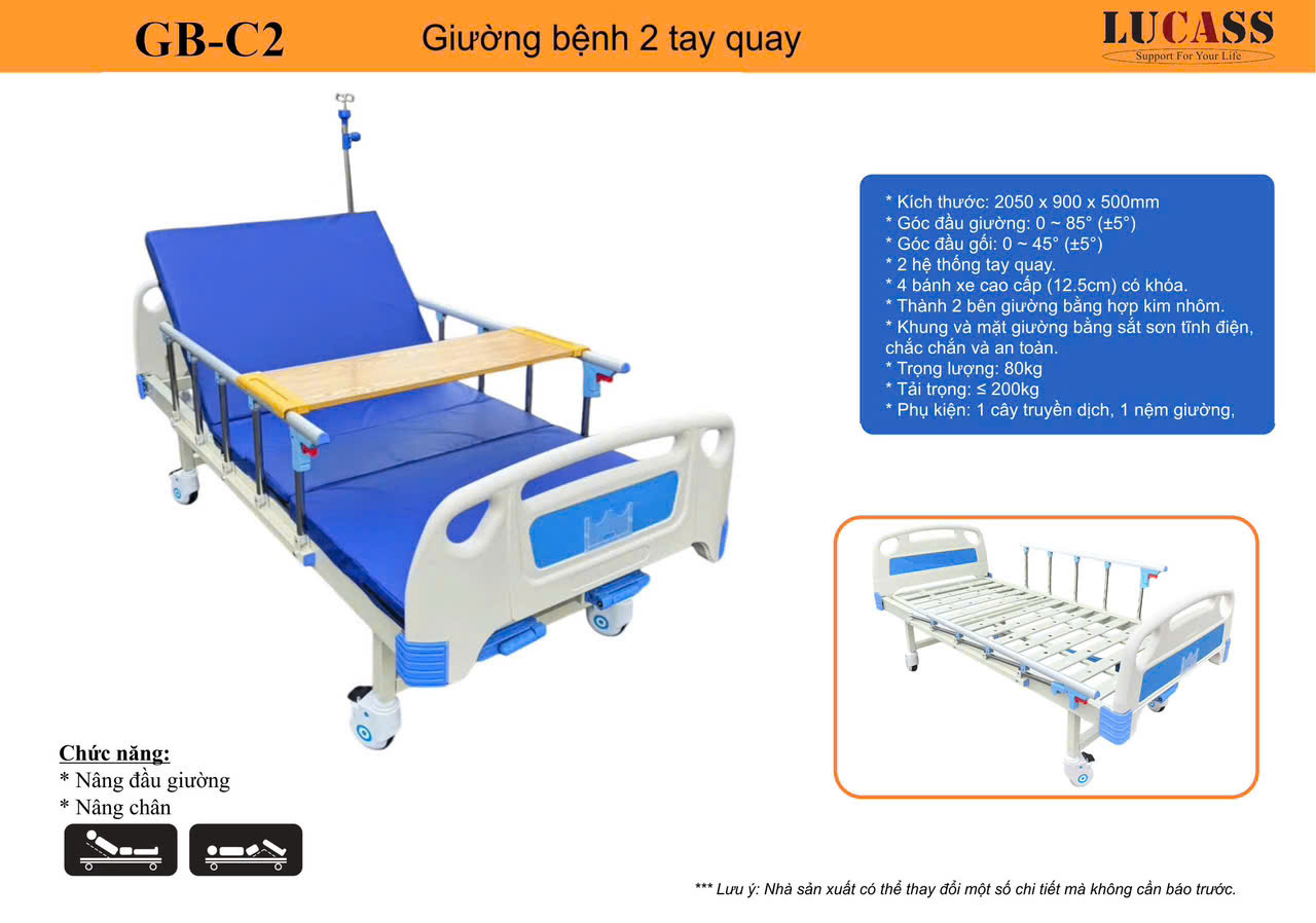 Giường Bệnh 2 tay quay GB9E(GB-C2)