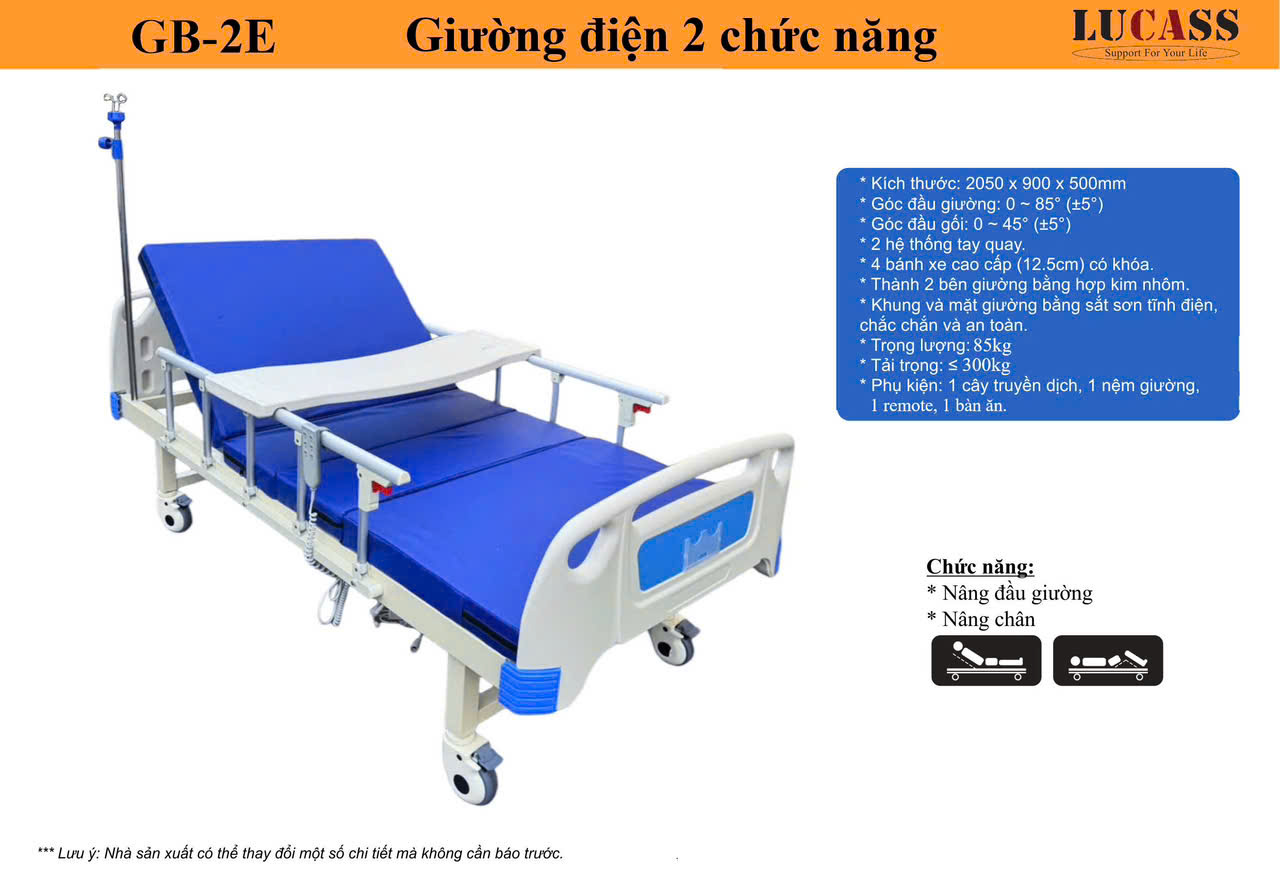  Giường y tế điện 2 chức năng Lucass GB-2D(GB-2E)